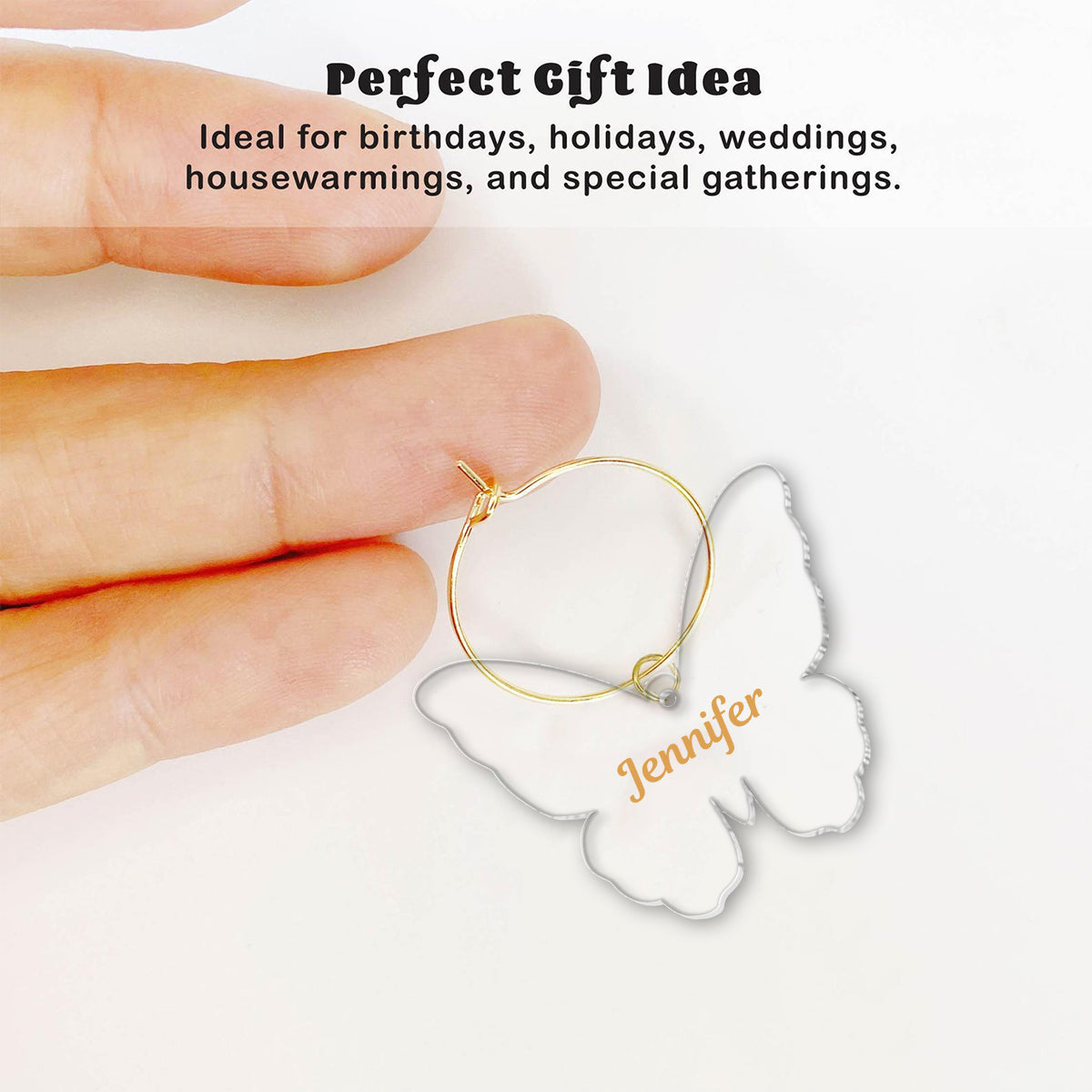 Rosafarbenes Schmetterlingsglas – personalisiertes Schmetterlings-Weinglas mit langem Stiel