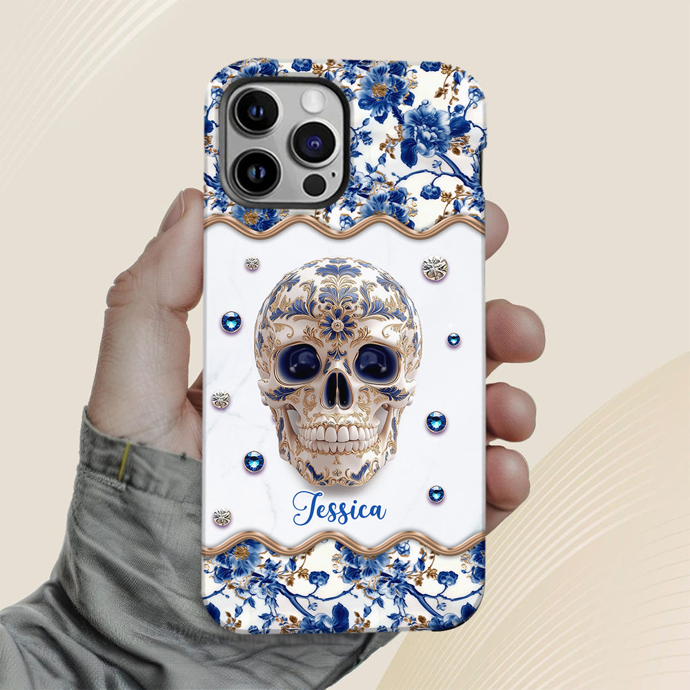 Totenkopf-Toile-de-Jouy – Personalisierte Handyhülle mit Totenkopf-Vollbilddruck