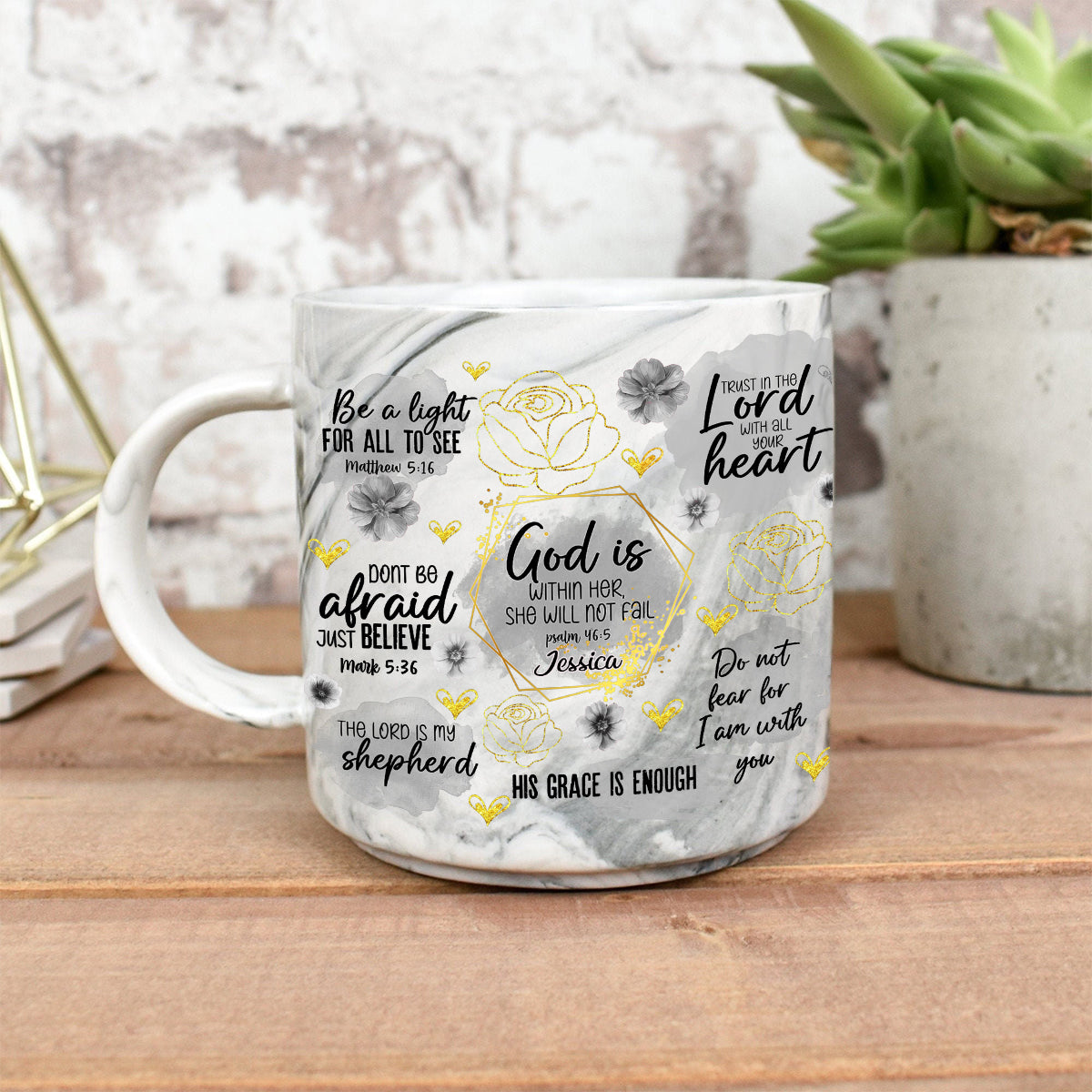 Christliches Bekenntnis – Personalisierter christlicher Marmorbecher