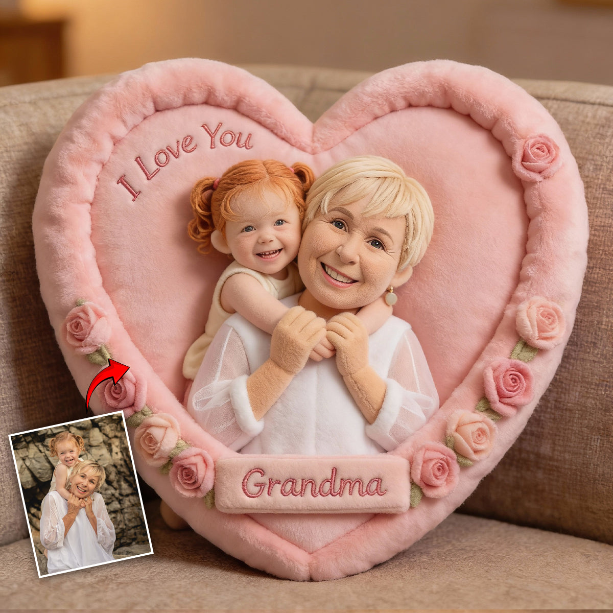 Custom Any Photo - Perfect Gift For Mom, Grandma - Personalized Mother Faux Fur Shaped Pillow