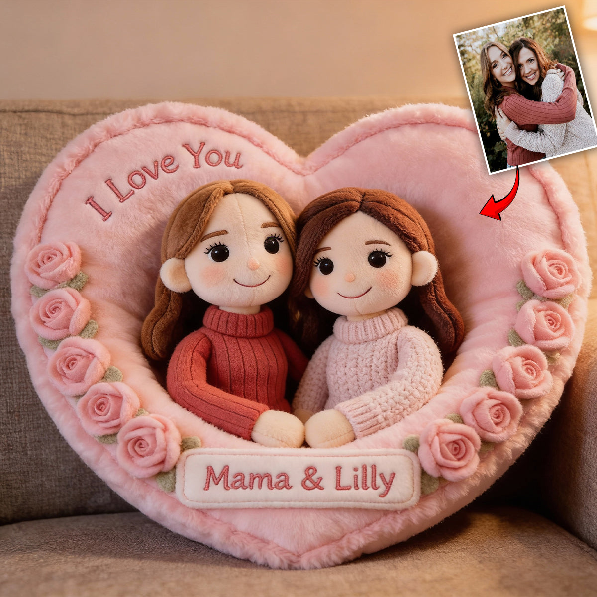 Custom Any Photo - Perfect Gift For Mom, Grandma - Personalized Mother Faux Fur Shaped Pillow