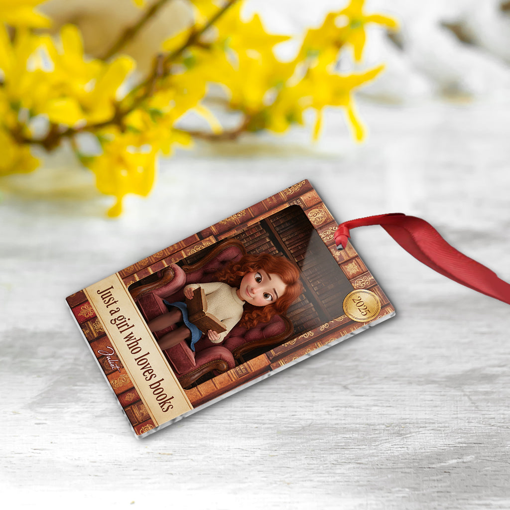 Bücherliebhaber in einer Spielzeugvitrine – personalisierter Buchanhänger