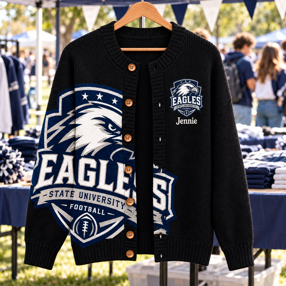 Logo Team For Sport Lovers - Personalized Football Cardigan Sweater
