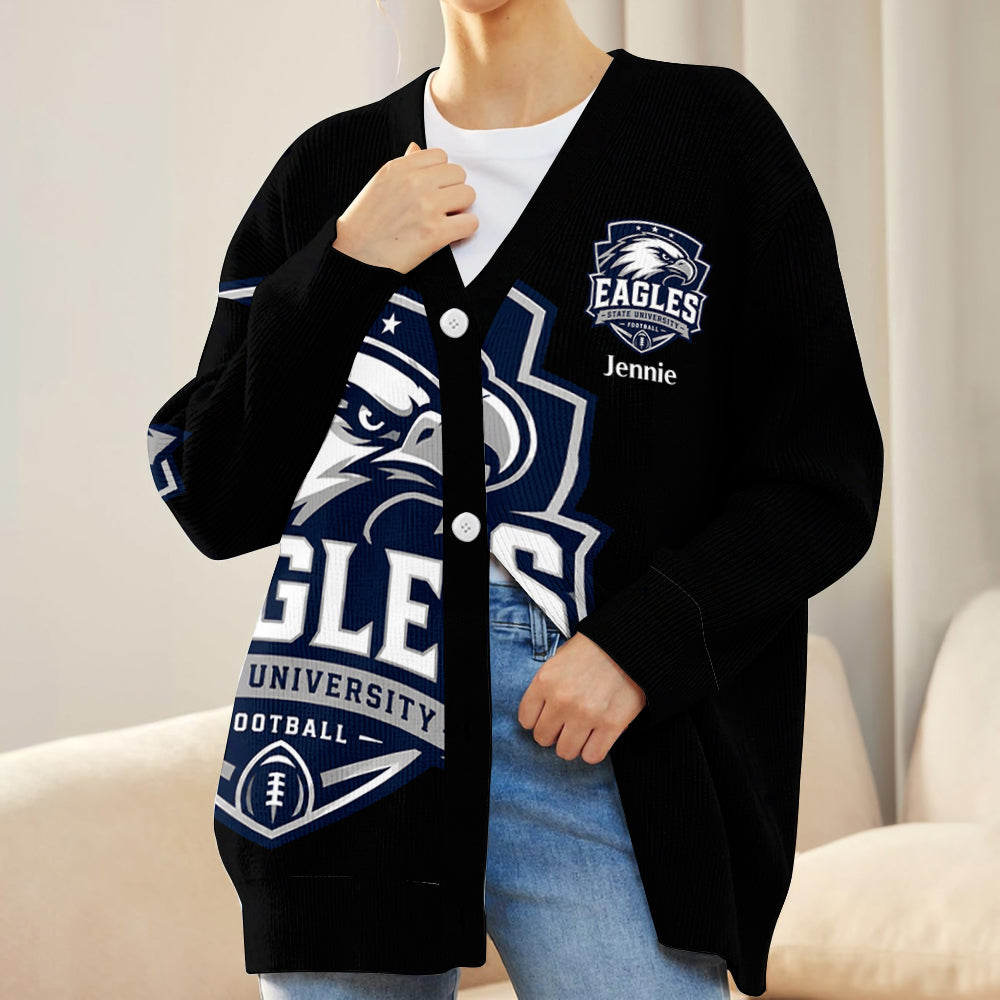 Logo Team For Sport Lovers - Personalized Football Cardigan Sweater