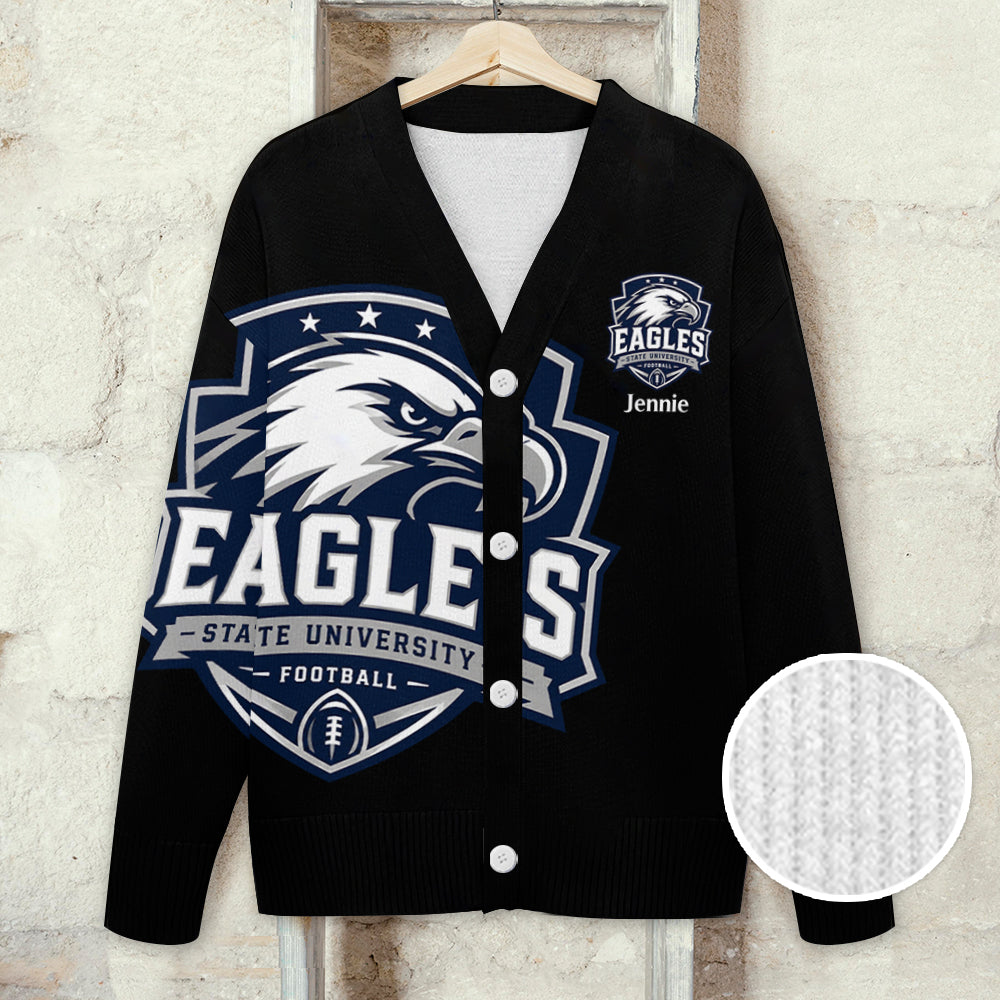 Logo Team For Sport Lovers - Personalized Football Cardigan Sweater