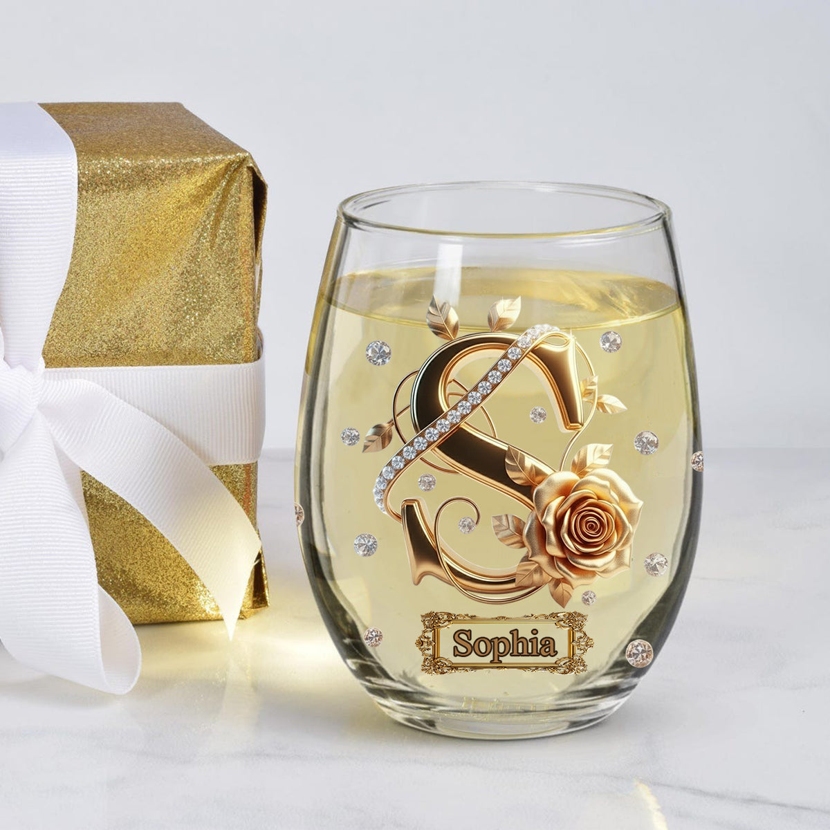 Alphabet Initial For Wine Lovers - Personalized Wine All Over Wine Glass