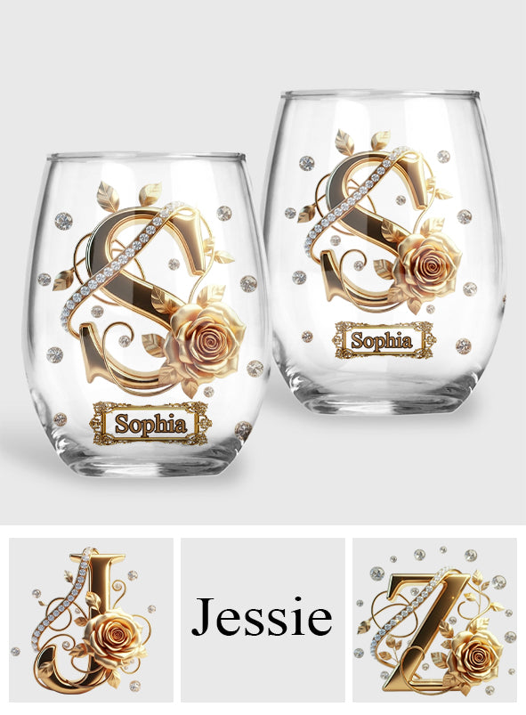 Alphabet Initial For Wine Lovers - Personalized Wine All Over Wine Glass