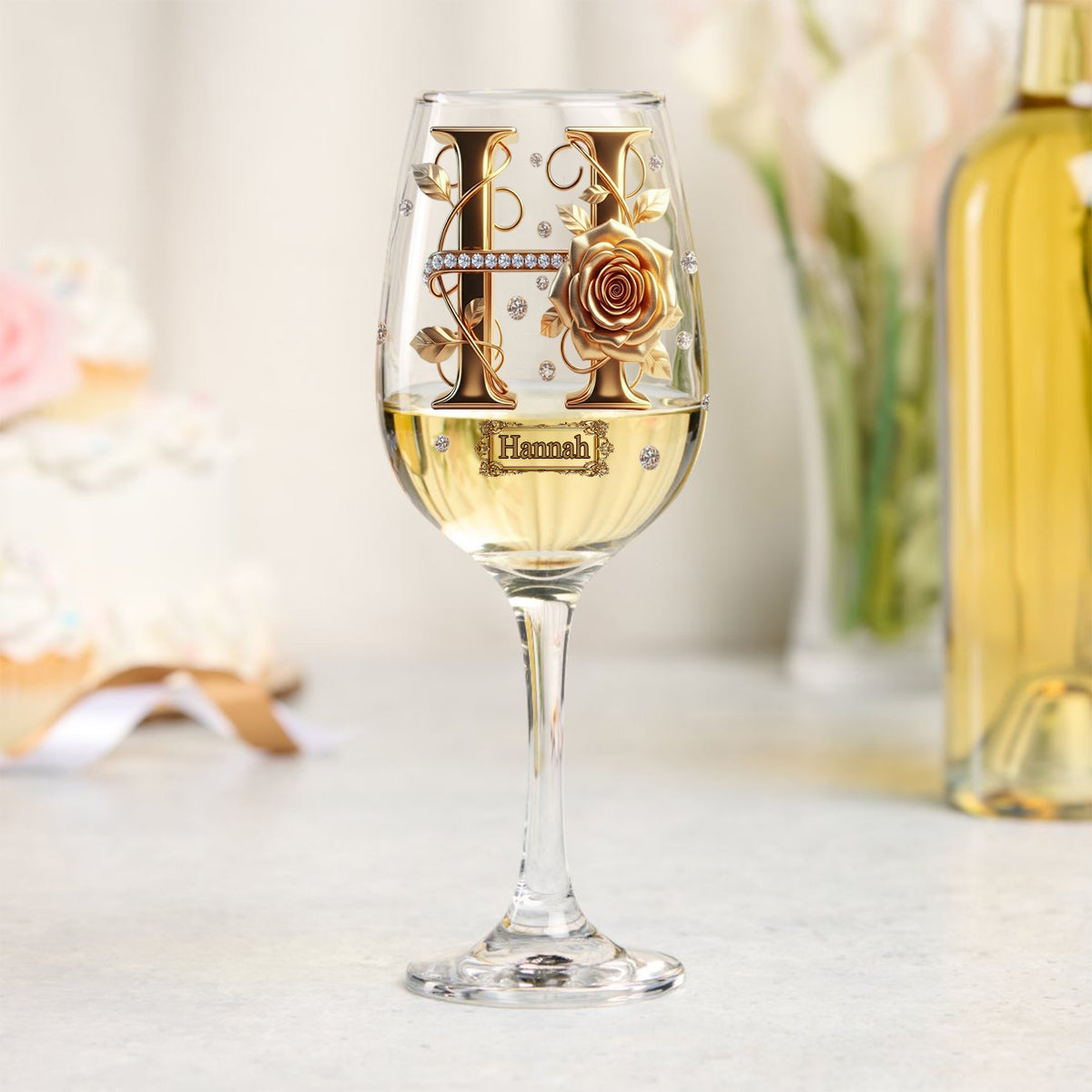 Alphabet Initial For Wine Lovers - Personalized Wine Wine Glass With Long Stem