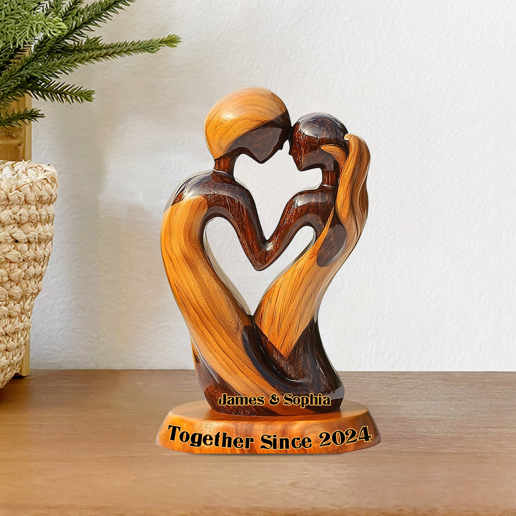 „Du und ich, wir schaffen das“ – personalisierte Acrylplakette in individueller Form für Paare