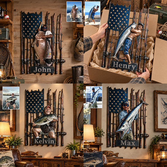 Fishing Time - Personalized Fishing 3D Printed Cut Metal Sign
