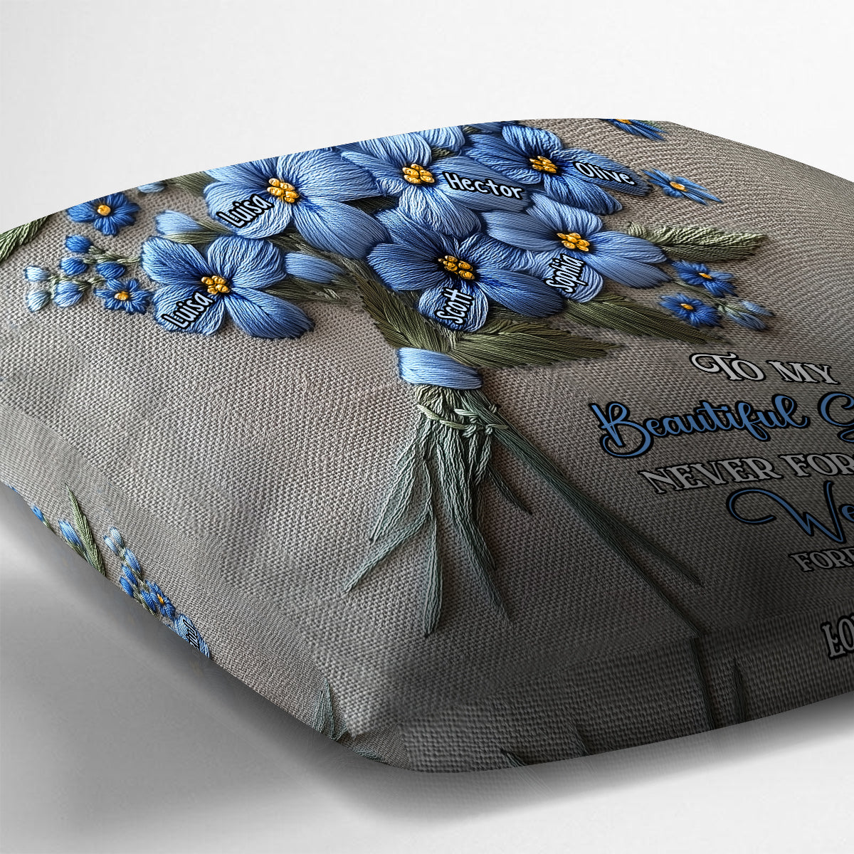 Vergiss nie, dass ich dich liebe – personalisiertes Oma-Kissen