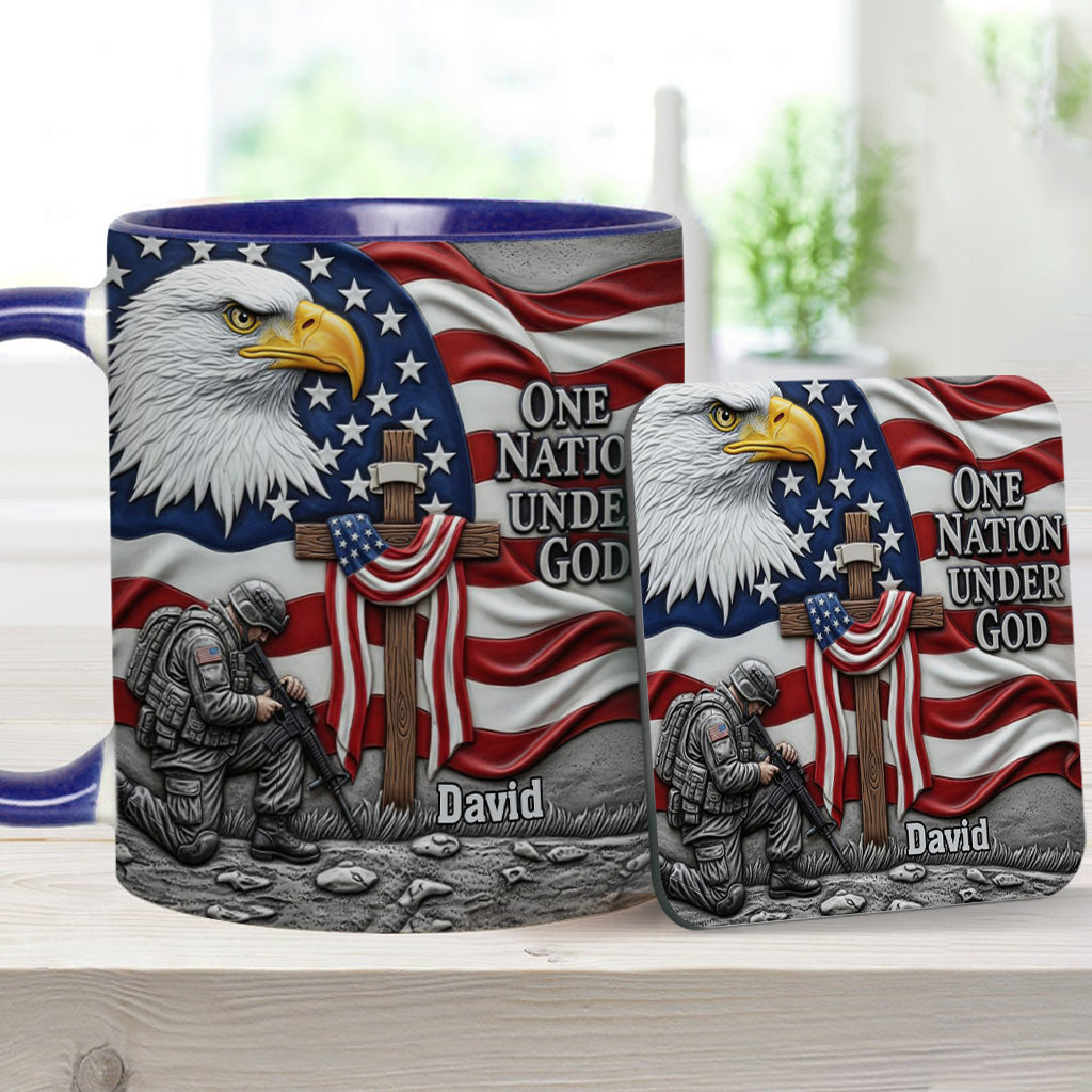 One Nation Under God - Personalized Bald Eagle Accent Mug
