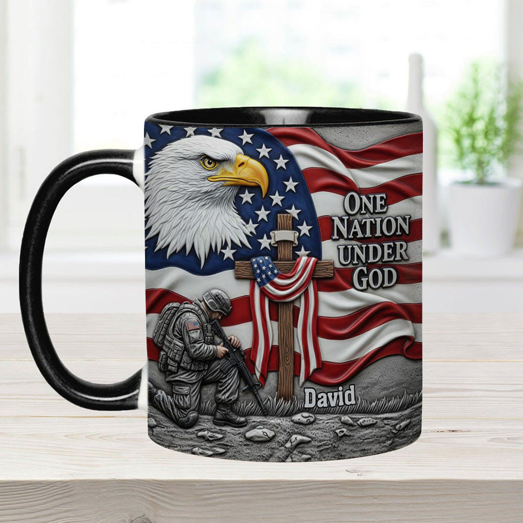 One Nation Under God - Personalized Bald Eagle Accent Mug