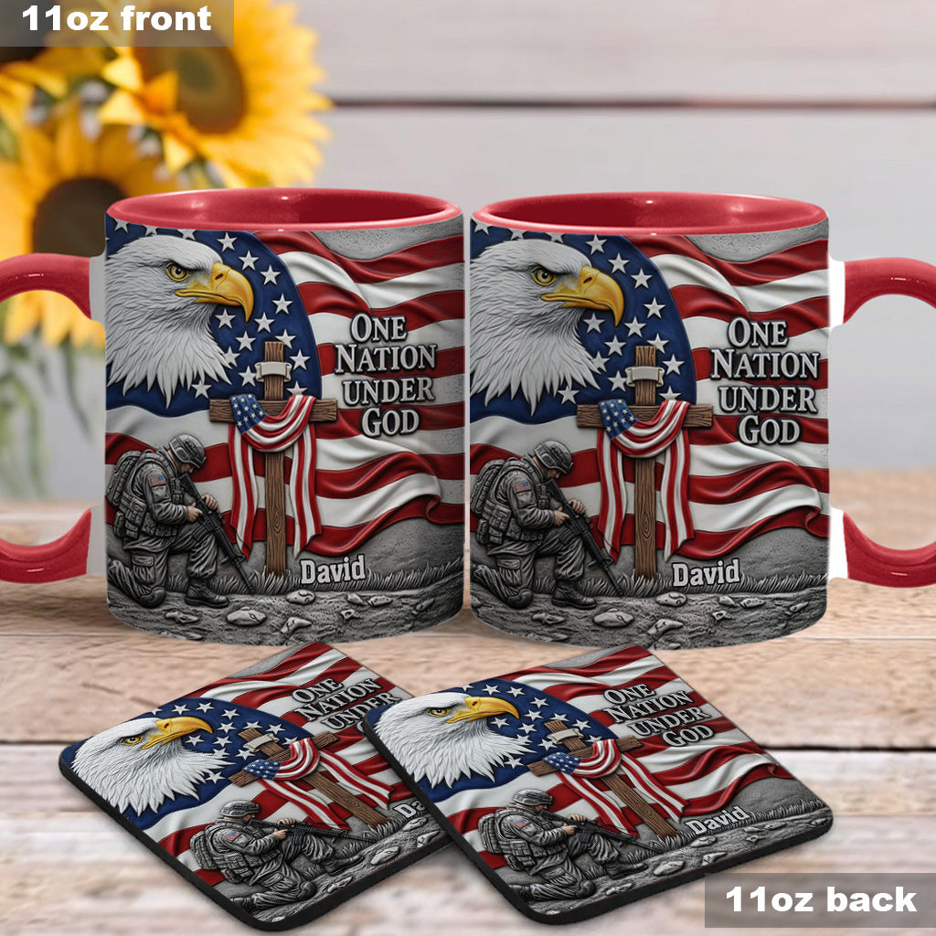One Nation Under God - Personalized Bald Eagle Accent Mug