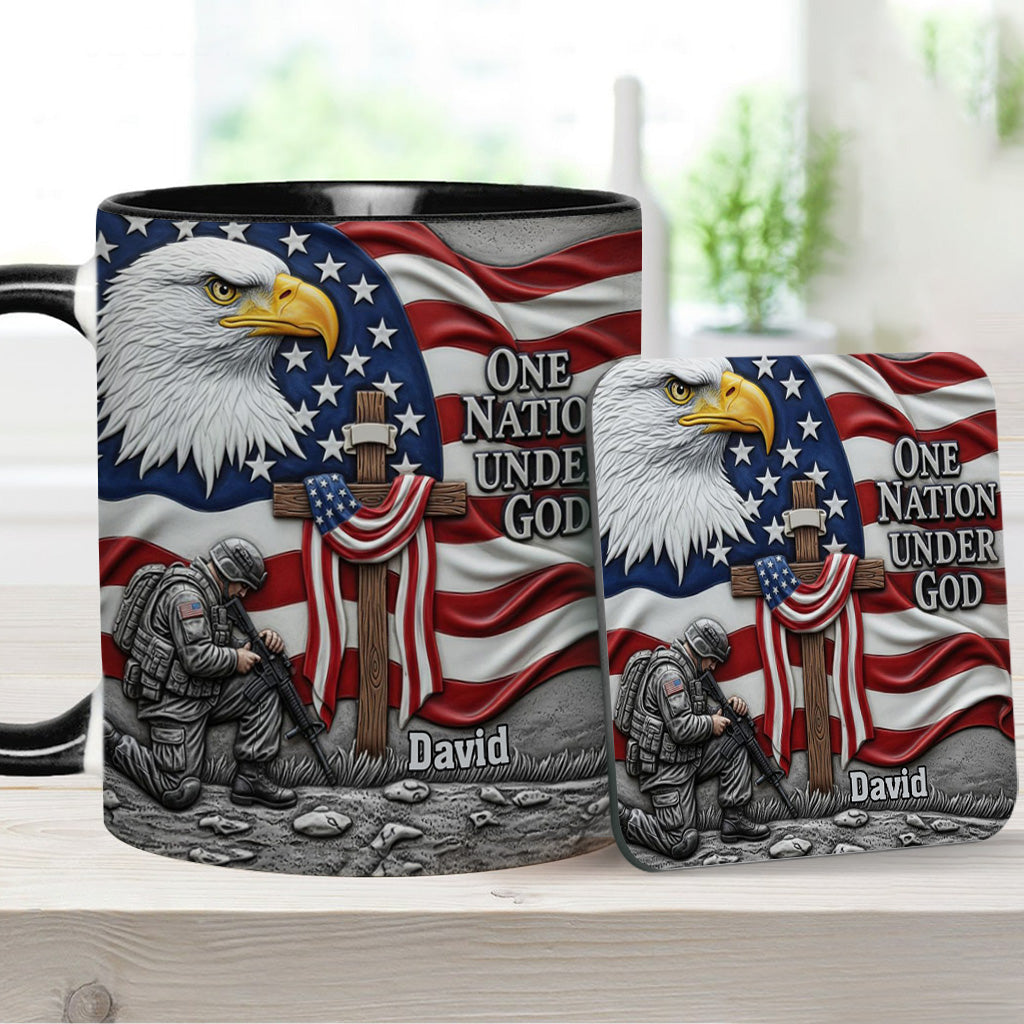 One Nation Under God - Personalized Bald Eagle Accent Mug