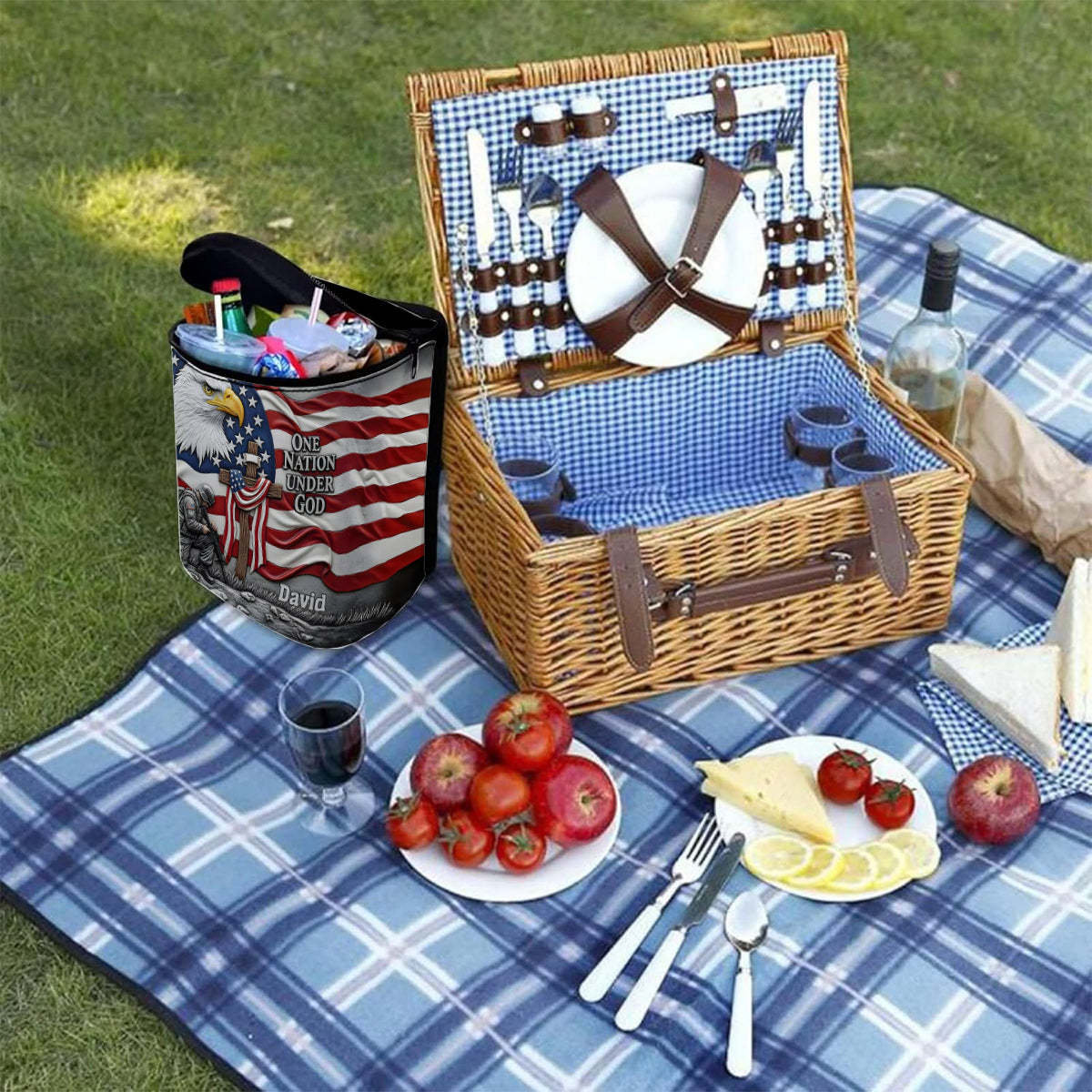 One Nation Under God - Personalized Bald Eagle Portable Car Trash Can/ Organizer