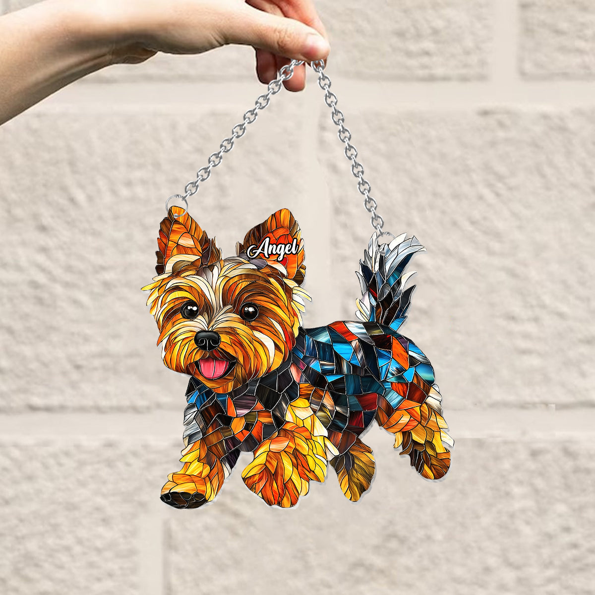 Niedlicher Yorkshire Terrier – Personalisierter Fensterhänger mit Yorkshire-Terrier-Motiv 