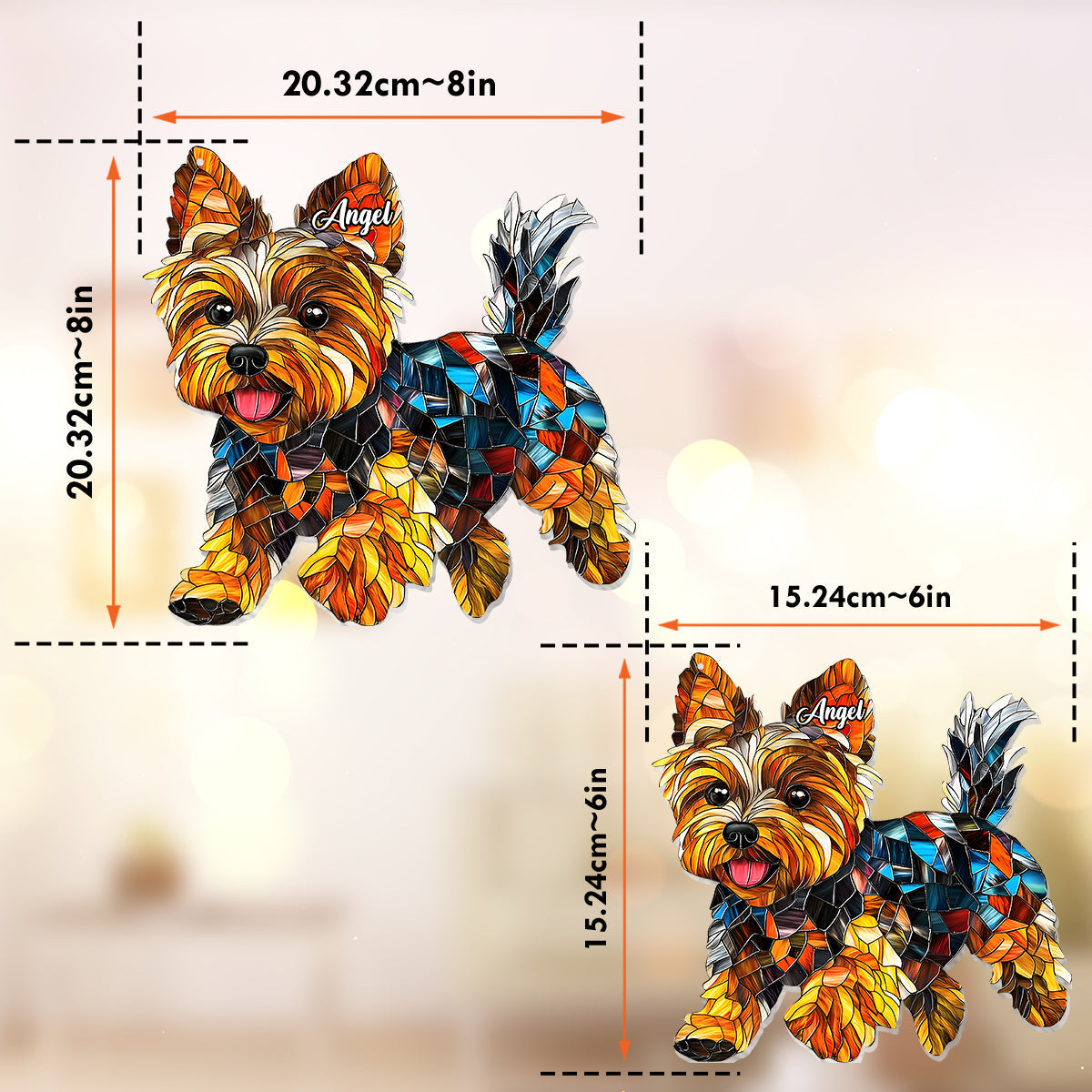 Niedlicher Yorkshire Terrier – Personalisierter Fensterhänger mit Yorkshire-Terrier-Motiv 