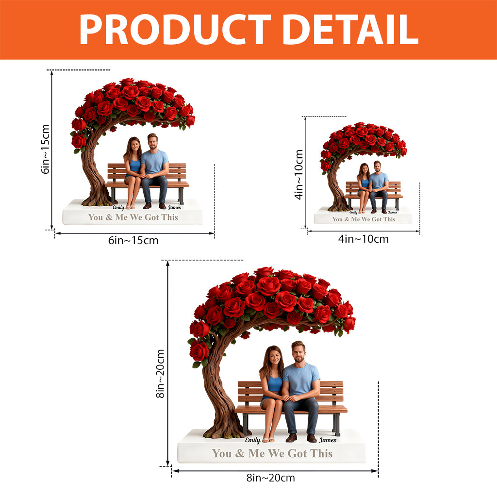 Du und ich, wir schaffen das – personalisierte Acrylplakette in individueller Form für Paare