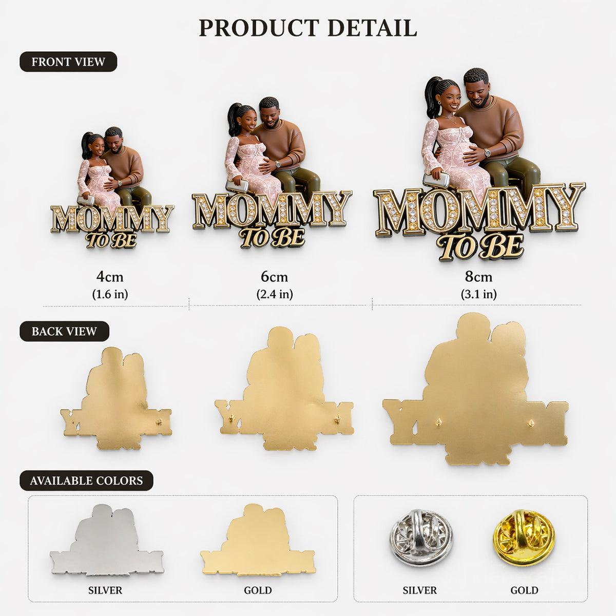 Mama/ Papa/ Oma... Bald, Baby Shower Party Pin - Personalisierte Schwangerschaft 3D Präge-Emaille-Nadel