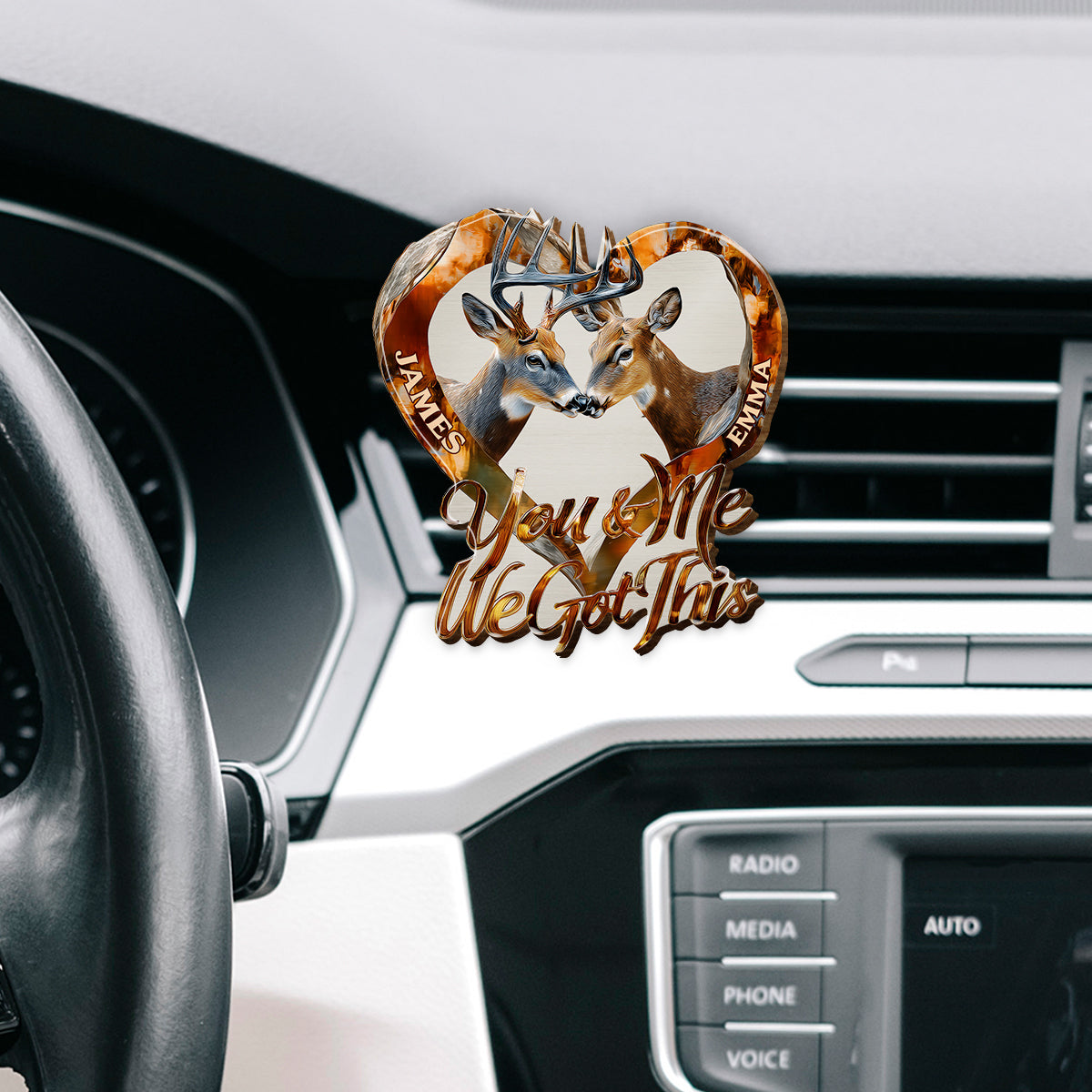 Together Forever - Personalized Hunting Shaped Car Visor Clip