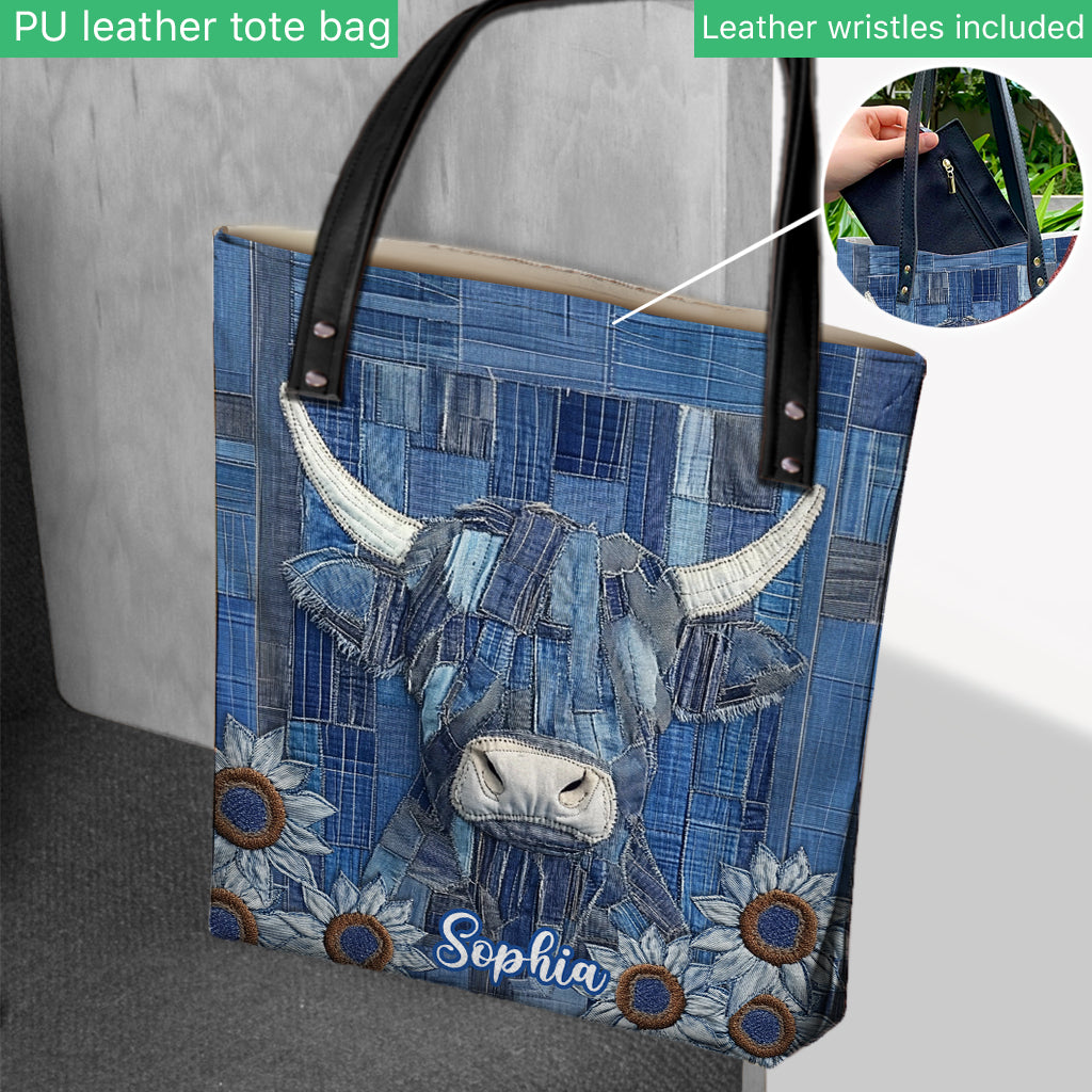 Einfach ein Mädchen, das Hochlandrinder liebt – Personalisierte Tragetasche aus Hochlandrind-Baumwolle