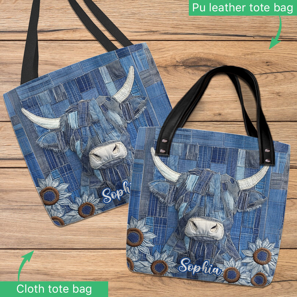 Einfach ein Mädchen, das Hochlandrinder liebt – Personalisierte Tragetasche aus Hochlandrind-Baumwolle