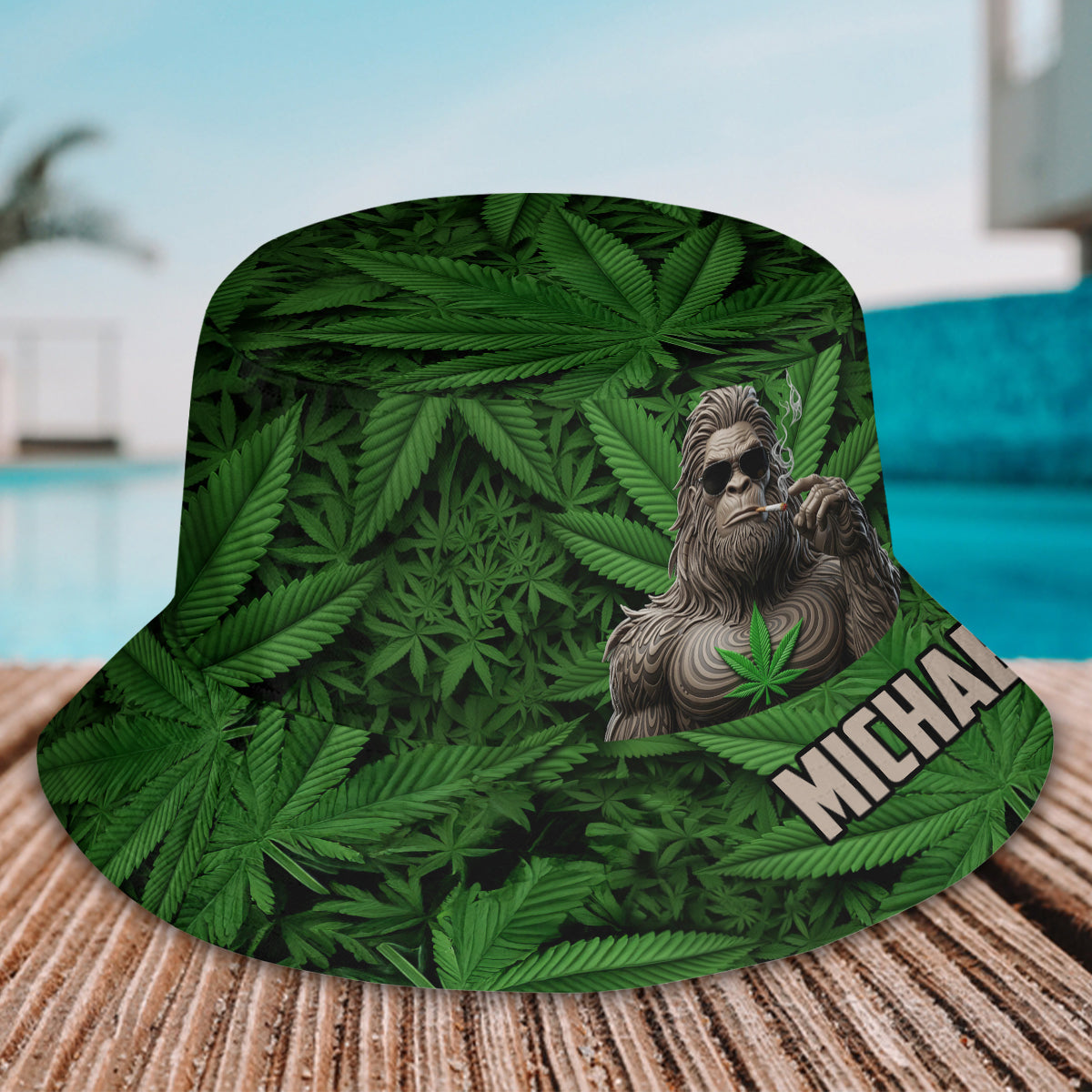 Smoking Bigfoot - Personalized Weed Bucket Hat