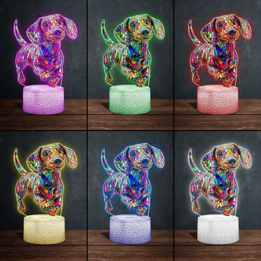 Adorable Dachshund - Personalized Dachshund Shaped Plaque Light Base