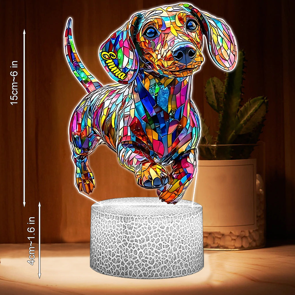 Adorable Dachshund - Personalized Dachshund Shaped Plaque Light Base