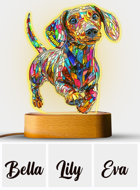 Adorable Dachshund - Personalized Dachshund Shaped Plaque Light Base