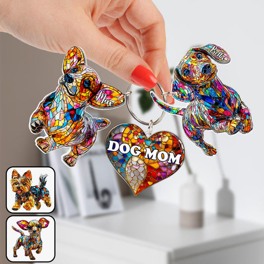 Dog Mom - Personalized Dog Keychain With Charms