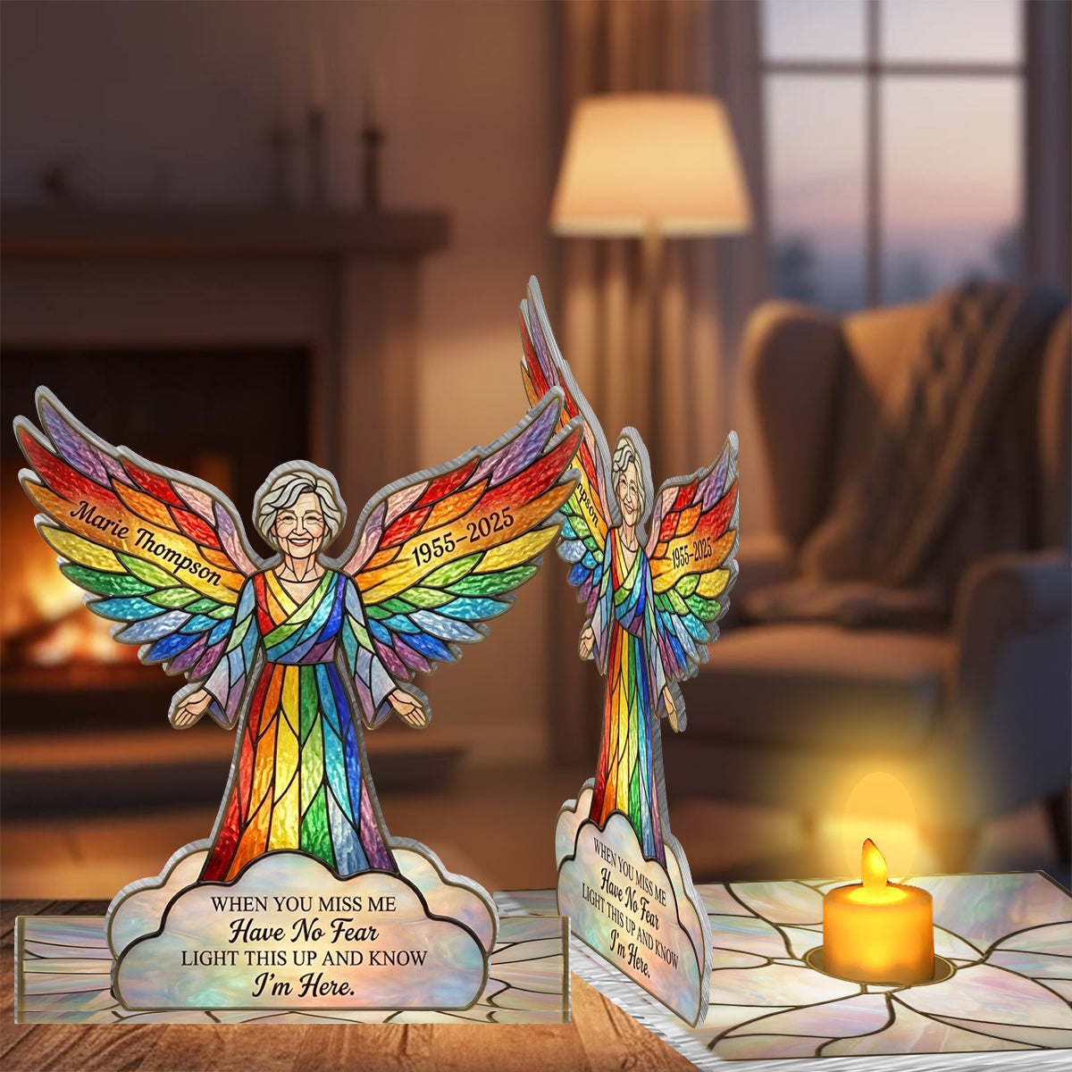 „Zünde es an und wisse, dass ich da bin“ – personalisiertes Gedenkkerzenhalter-Schild