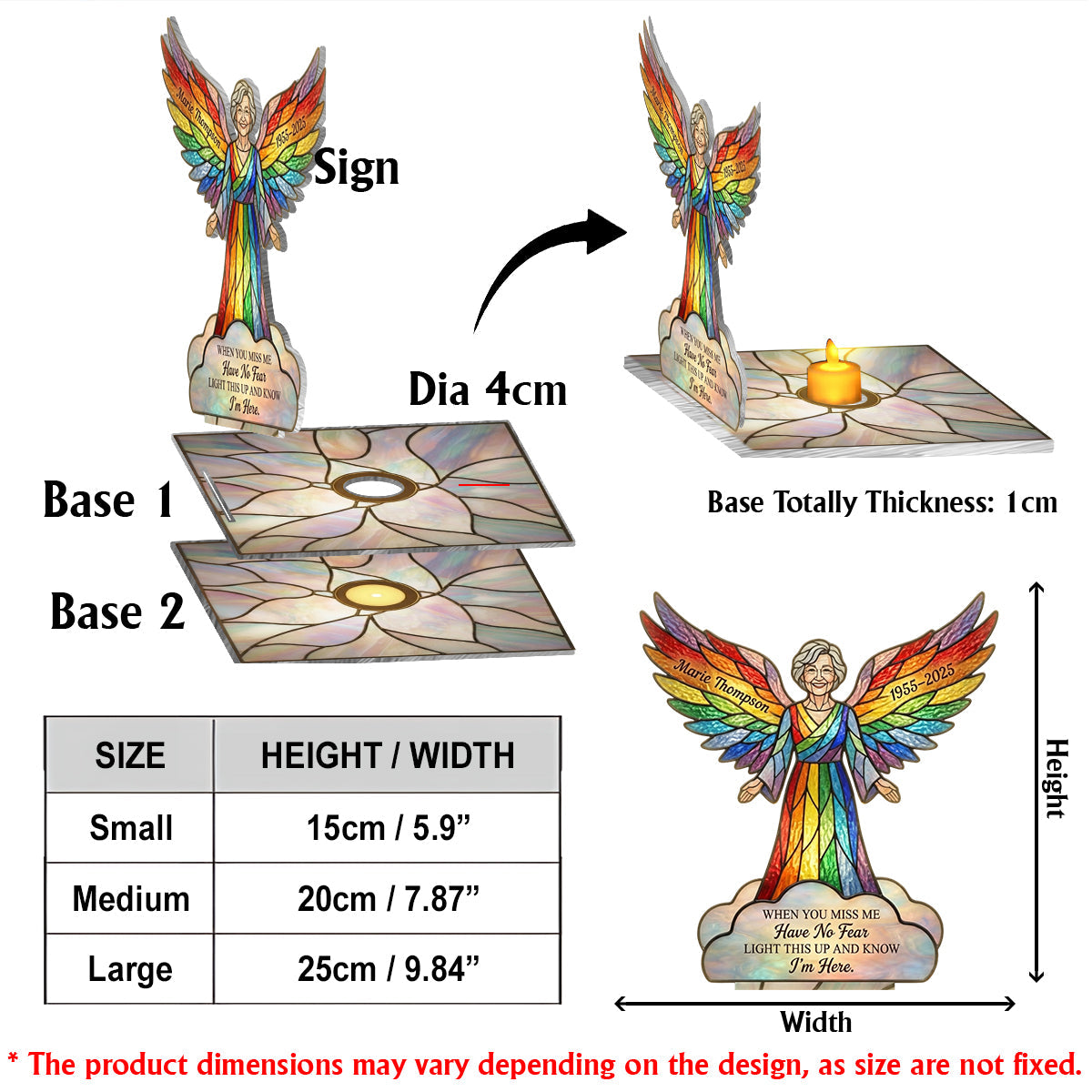 „Zünde es an und wisse, dass ich da bin“ – personalisiertes Gedenkkerzenhalter-Schild