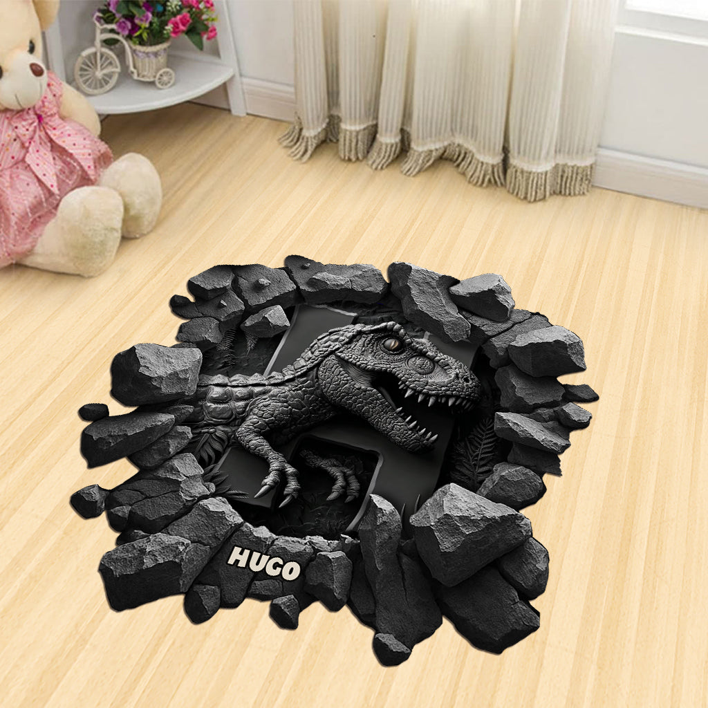 Cool Dinosaur Alphabet Custom Name - Personalized Kid Shaped Doormat/ Rug