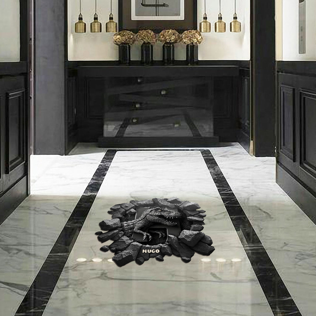 Cool Dinosaur Alphabet Custom Name - Personalized Kid Shaped Doormat/ Rug