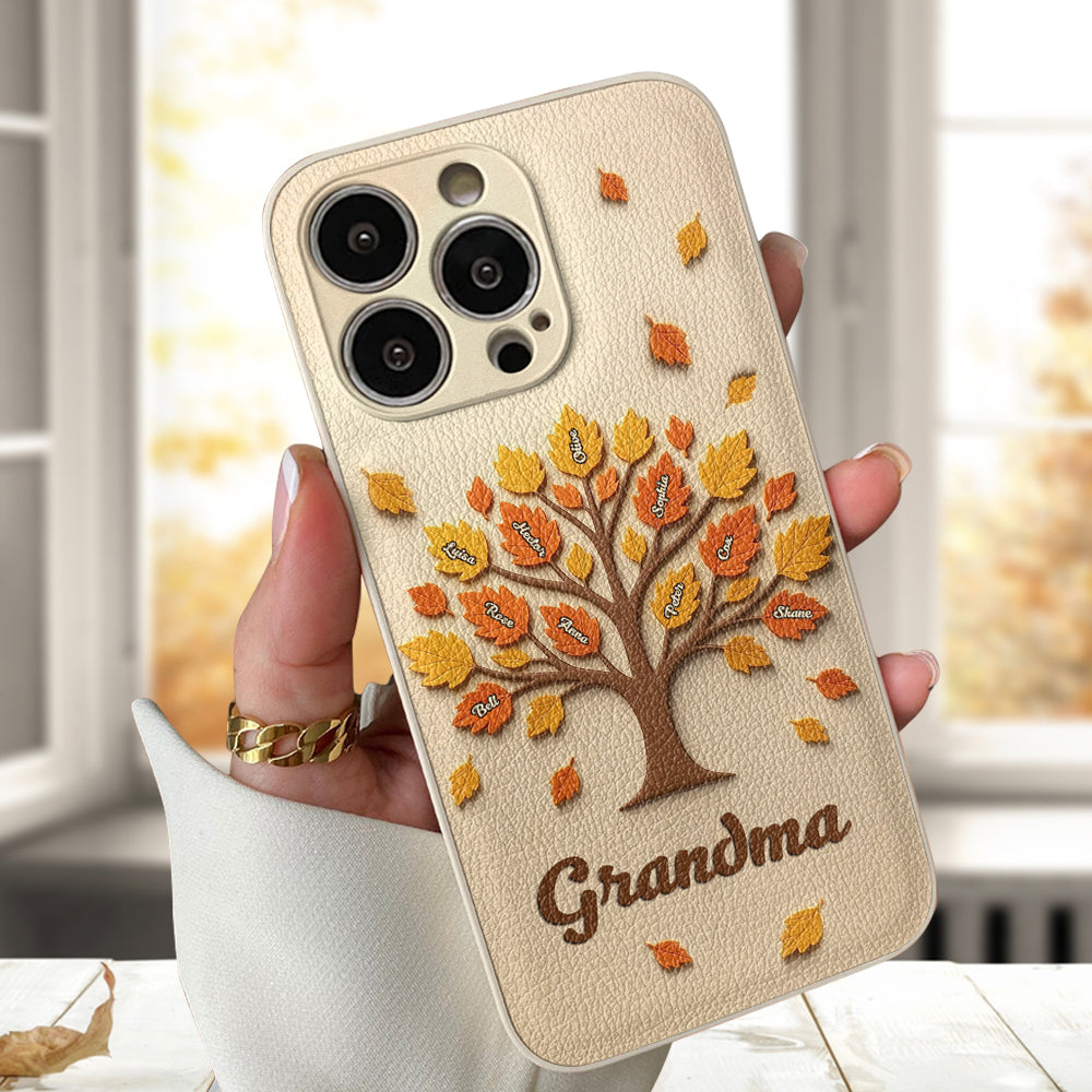 Mom Grandma Tree - Personalized Mother Leather Phone Case