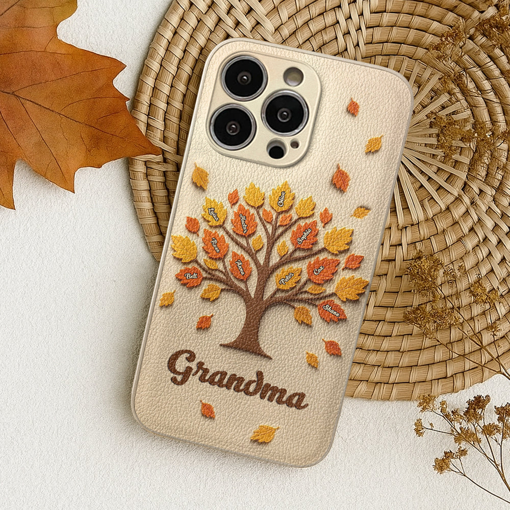 Mom Grandma Tree - Personalized Mother Leather Phone Case
