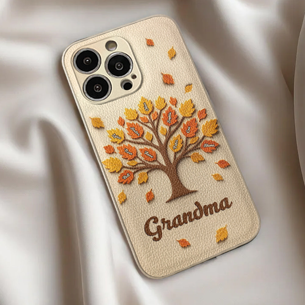 Mom Grandma Tree - Personalized Mother Leather Phone Case