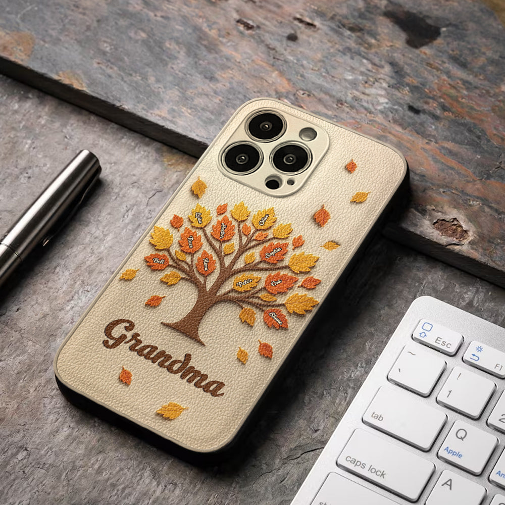 Mom Grandma Tree - Personalized Mother Leather Phone Case