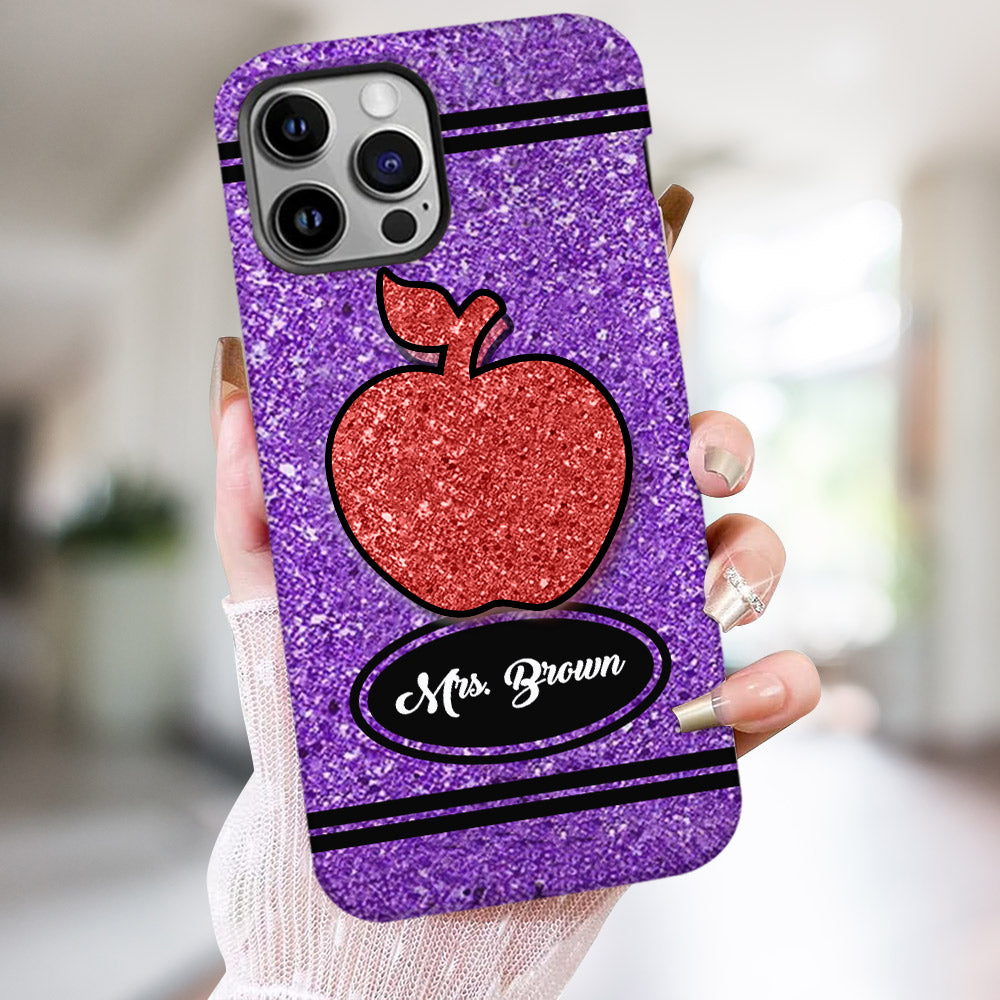 Artificial Glitter Crayon Design - Personalized Teacher Full Print Phone Case & Phone Grip