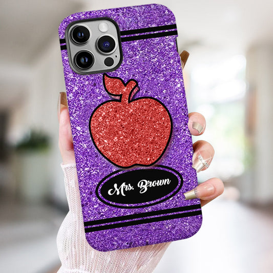 Artificial Glitter Crayon Design - Personalized Teacher Full Print Phone Case & Phone Grip