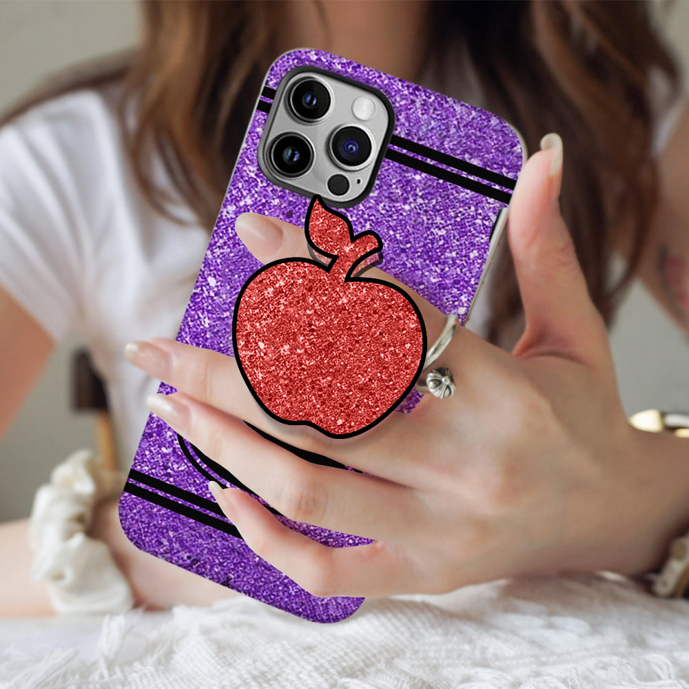 Artificial Glitter Crayon Design - Personalized Teacher Full Print Phone Case & Phone Grip