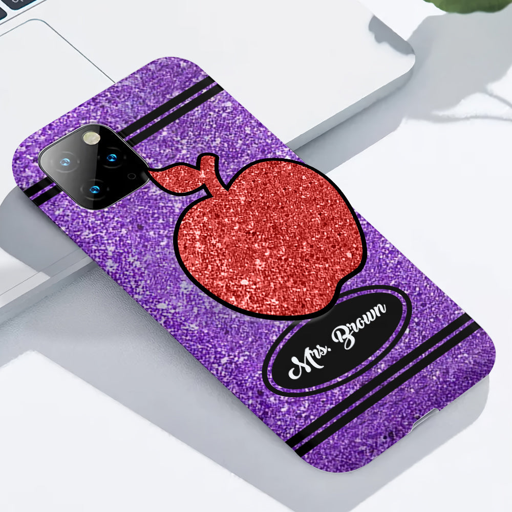 Artificial Glitter Crayon Design - Personalized Teacher Full Print Phone Case & Phone Grip