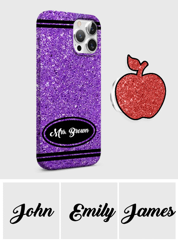 Artificial Glitter Crayon Design - Personalized Teacher Full Print Phone Case & Phone Grip