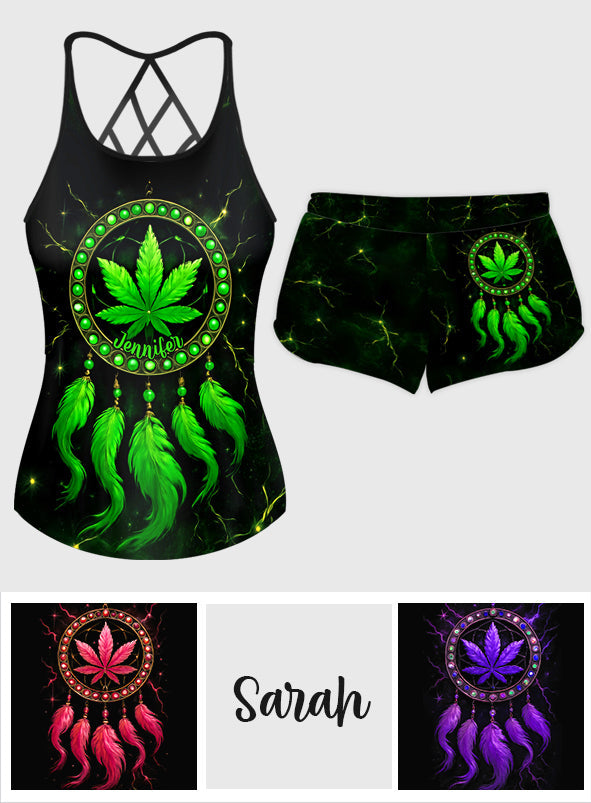 Let's Get High Weed Cross Tanktop und Damenshorts