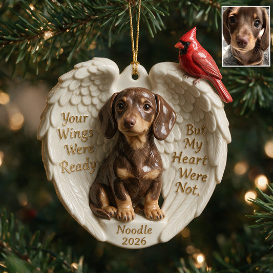 Your Wings Were Ready - Personalized Dog Custom Shape Ceramic Ornament