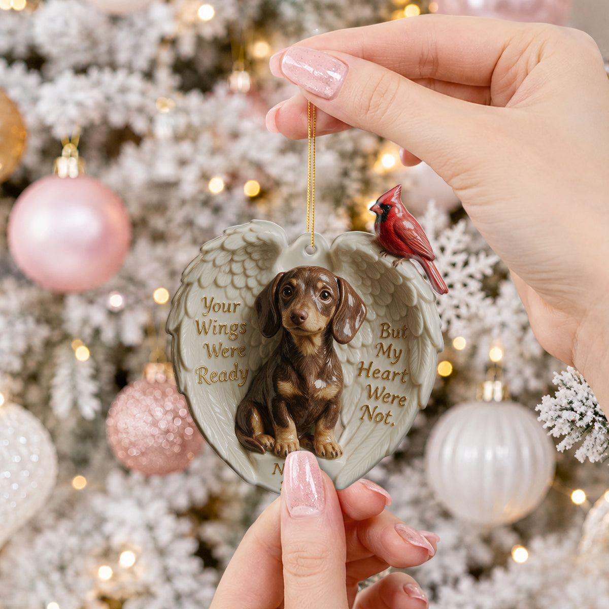 Deine Flügel waren bereit - Personalisierte Hund Keramik Ornament in Form