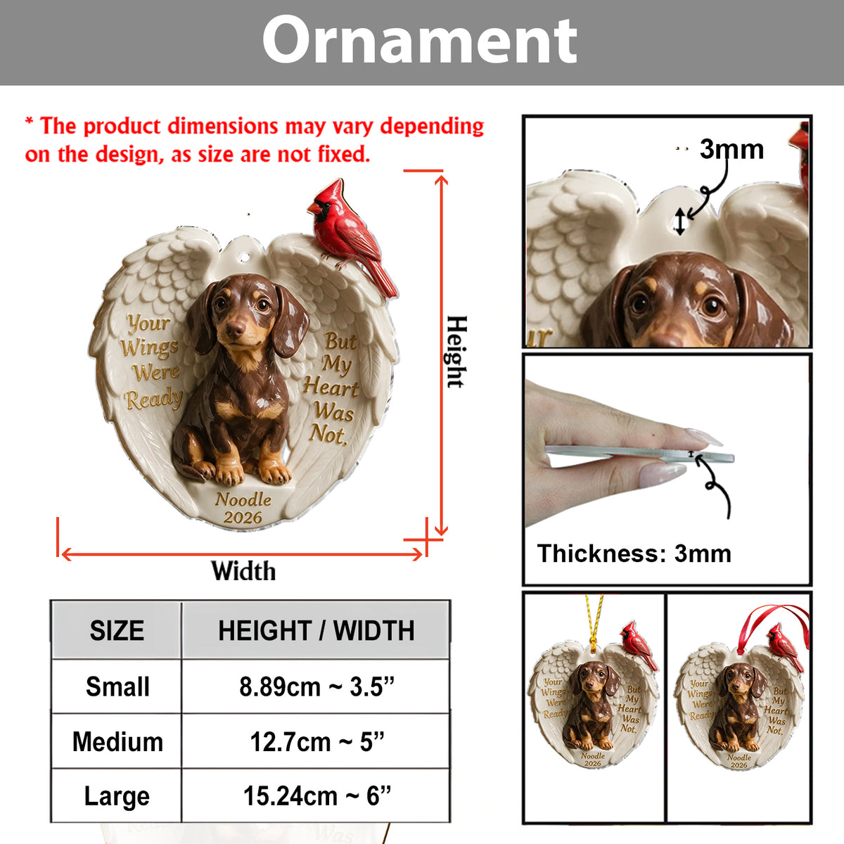 Deine Flügel waren bereit - Personalisierte Hund Keramik Ornament in Form