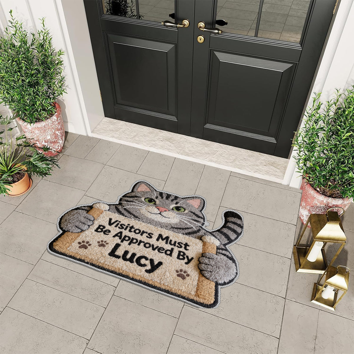 All Visitors Must Be Approved By - Personalized Pet Non-Slip Tufted Rug